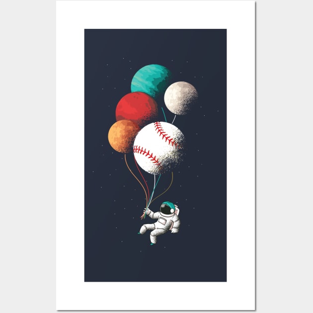 Baseball Player Astronaut Space Lover Fan Wall Art by gillys